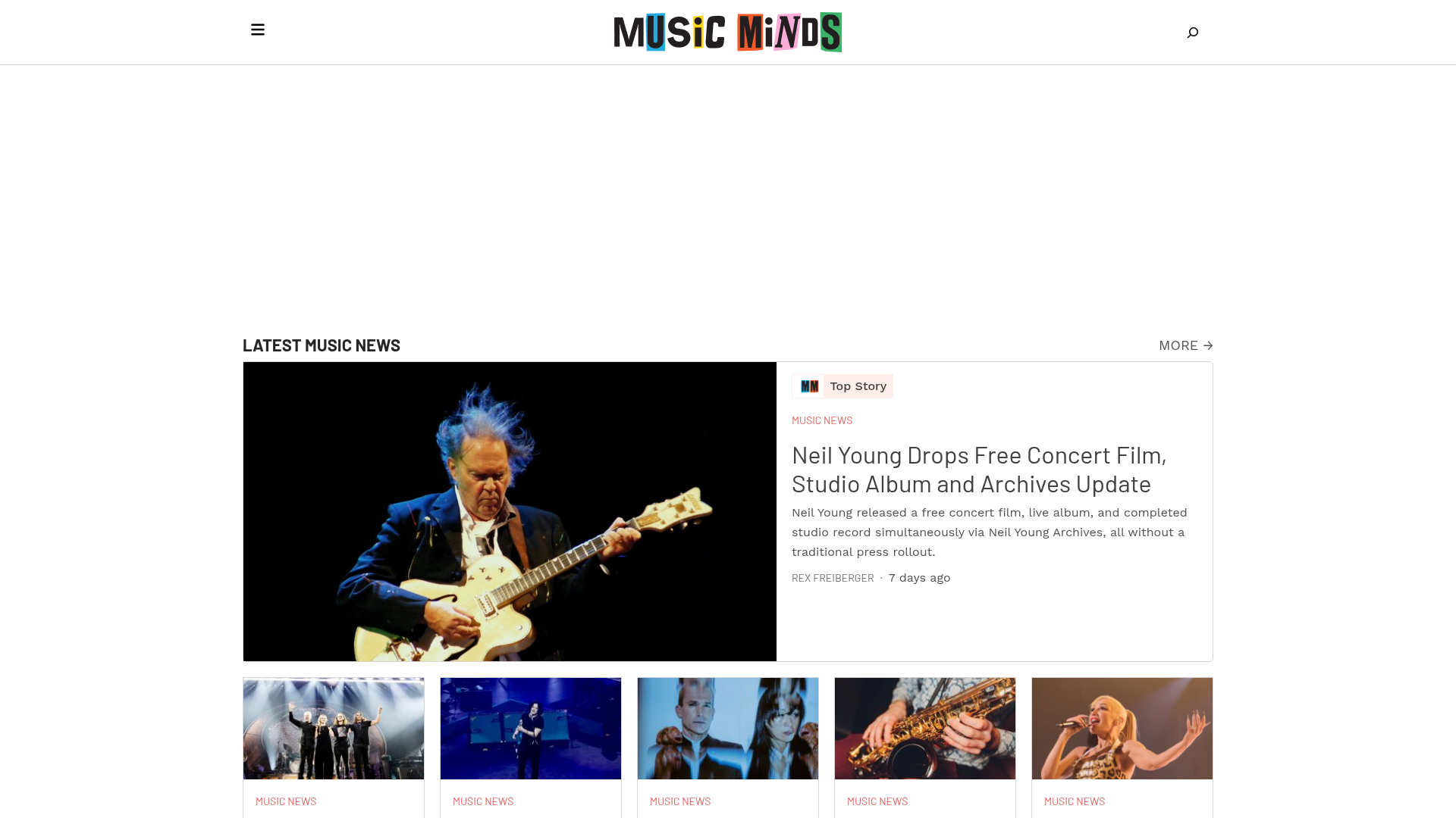 Music Minds homepage