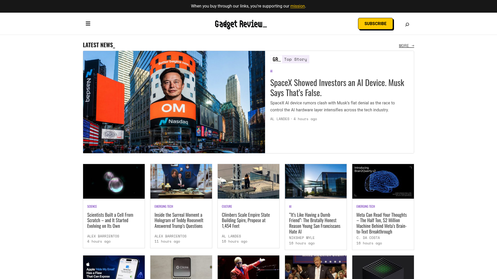 Gadget Review homepage